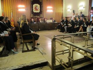 La presidenta del alto tribunal de la comunidad, Pilar de la Oliva, junto al resto de la Sala de Gobierno